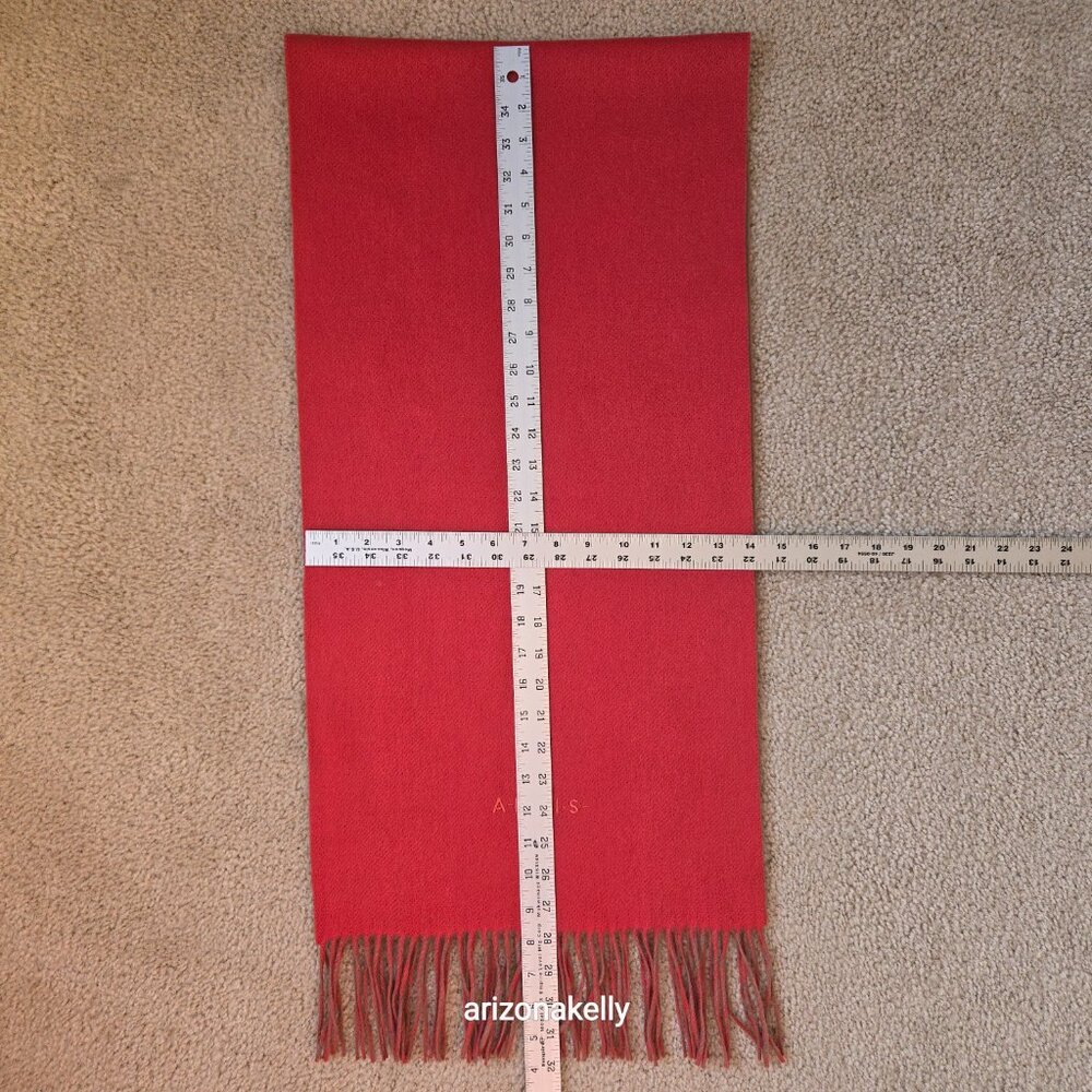 NWOT Arkis Cashmere Luxury Two-Tone Fringed Scarf Pink and Tan - Picture 3 of 15